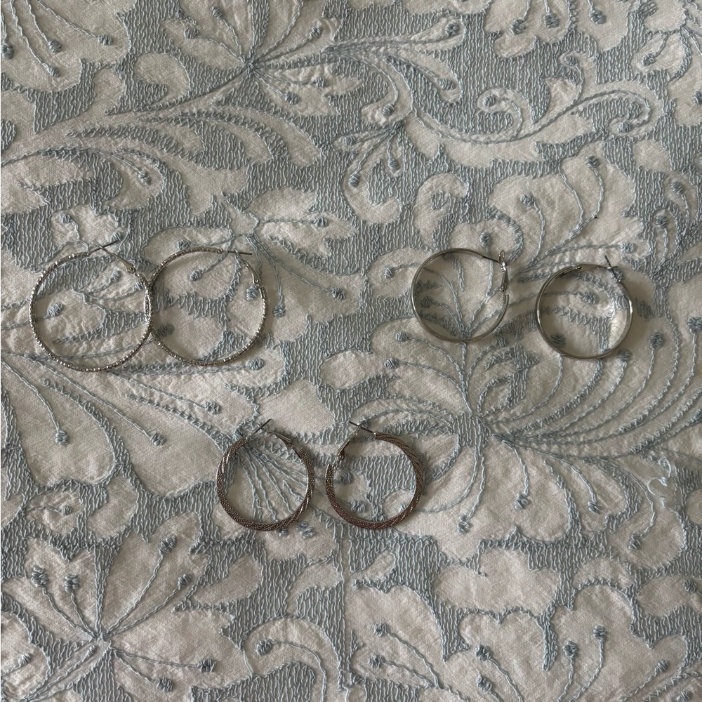 Elegant Silver Hoop Earrings Bundle